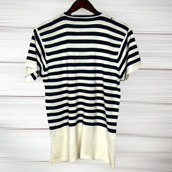Vintage EURO JOY Washable Silk Top Blouse Striped Marine Style Vintage XL - Picture 5 of 10